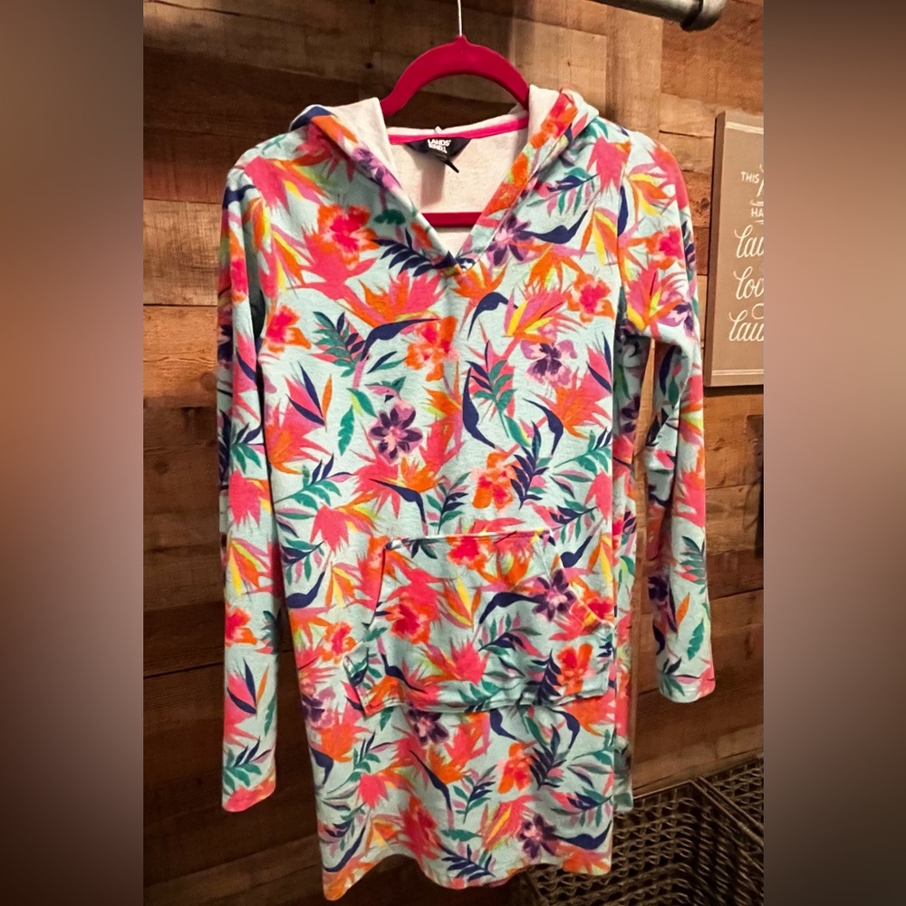 Kids Long Sleeve Hooded Front Pocket Terry Cloth Swimsuit Cover-Up